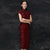 Cap Sleeve Tea Length Cheongsam Chinese Evening Dress