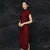 Cap Sleeve Tea Length Cheongsam Chinese Evening Dress