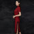 Chinesisches Cheongsam-Kleid aus Baumwolle mit kurzen Ärmeln und Spitzenkante