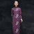 Vestido chino cheongsam de lana gruesa con bordado floral de manga larga