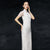 Illusion Neck & Sleeve Heavy Embroidery Cheongsam Chinese Evening Dress