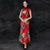 Vestido de fiesta de boda chino Cheongsam de longitud completa de seda floral de sirena