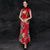 Mermaid Floral Silk Full Length Cheongsam Chinese Wedding Party Dress