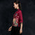 Camisa china con estampado floral de cheongsam de media manga con cuello mandarín