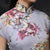 Mandarin Collar Knee Length Classic Cheongsam Floral Chinese Dress