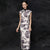 Cap Sleeve Ink Painting Floral Cheongsam Long Chinese Dress