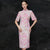 Mandarine Ärmel Knielanges Cheongsam Qipao Kleid mit Blumenspitze