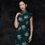 Mandarin Collar Cap Sleeve Knee Length Floral Cheongsam Qipao Dress