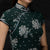 Stehkragen Flügelärmeln Knielanges Cheongsam Qipao Kleid mit Blumenmuster