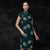 Mandarin Collar Cap Sleeve Knee Length Floral Cheongsam Qipao Dress