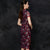 Mandarin Collar Short Sleeve Floral Lace Cheongsam Qipao Dress