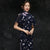 Vestido Qipao retro Cheongsam floral de manga corta de longitud completa