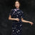 Cheongsam Retro Qipao Kleid mit kurzen Ärmeln in voller Länge