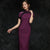 Tea Length Cheongsam Retro Qipao Dress with Floral Lace Edge