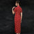 Robe qipao moulante à manches courtes et à fleurs Cheongsam