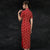 Short Sleeve Tea Length Floral Cheongsam Bodycon Qipao Dress