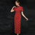 Kurzärmliges, teelanges Cheongsam, figurbetontes Qipao-Kleid mit Blumenmuster