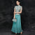 Floral Lace Cheongsam Top Chiffon Pleated Skirt Chinse Suit