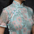 Floral Lace Cheongsam Top Chiffon Pleated Skirt Chinse Suit