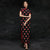 Short Sleeve Polka Dots Pattern Cheongsam Chinese Qipao Dress