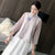 Bird Embroidery 3/4 Sleeve Mandarin Collar Chinese Blouse