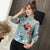 3/4 Sleeve Mandarin Collar Japanese Kimono Style Blouse