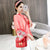 Camicia da donna in stile cinese con maniche alla coreana con ricamo floreale