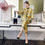 3/4 Sleeve Tea Length Brocade Chinese Style Women's Suit