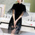 Floral Embroidery Tulle Cheongsam Chinese Dress with Trumpet Sleeve