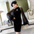 Illusion Puff Sleeve Key Hole Neck Modern Cheongsam Chinese Dress