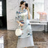 Falda plisada con mangas abullonadas Vestido chino tradicional cheongsam