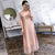 3/4 Sleeve Cheongsam Top Retro Chiffon Chinese Dress