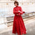 Long Sleeve High Collar Chinese Wedding Party Dress with Tassels