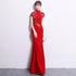 Floral Embroidery Cheongsam Top Mermaid Chinese Wedding Party Dress