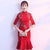 Cheongsam Top Half Sleeve Ruffle Skirt Chinese Wedding Party Dress