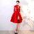 Pleated Skirt Short Chinese Wedding Party Dress with Phoenix Appliques