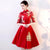 Jupe plissée courte robe de soirée de mariage chinoise avec appliques Phoenix
