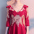 Broderie florale col en V jupe plissée robe de soirée de mariage chinois