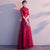 Robe de soirée de mariage chinoise à col haut et à manches longues à paillettes florales