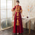 Dragon & Phoenix Embroidery Velvet Oriental Evening Dress with French Cuff