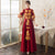 Orientalisches Abendkleid aus Samt mit Dragon & Phoenix-Stickerei und französischer Manschette