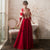 Floral Embroidery V Neck Velvet Oriental Evening Dress with French Cuff