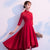 Half Sleeve Asymmetrical Hem Floral Lace Appliques Oriental Evening Dress