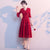 Trumpet Sleeve Floral Lace V Neck Tea Length Oriental Evening Dress