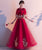 Floral Lace Trumpet Sleeve Full Length Oriental Evening Dress with Tulle Skirt