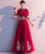 Floral Lace Trumpet Sleeve Full Length Oriental Evening Dress with Tulle Skirt