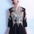 3/4 Sleeve V Neck Floral Embroidery Long Chinese Wedding Party Dress
