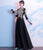 3/4 Sleeve V Neck Floral Embroidery Long Chinese Wedding Party Dress