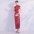 Robe chinoise Cheongsam Qipao en coton fleuri à mancherons