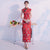 Abito cinese Qipao Cheongsam in cotone floreale con maniche ad aletta